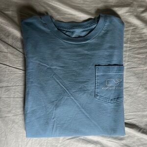 Powder Blue Long Sleeve Vintage Whale Pocket Tee